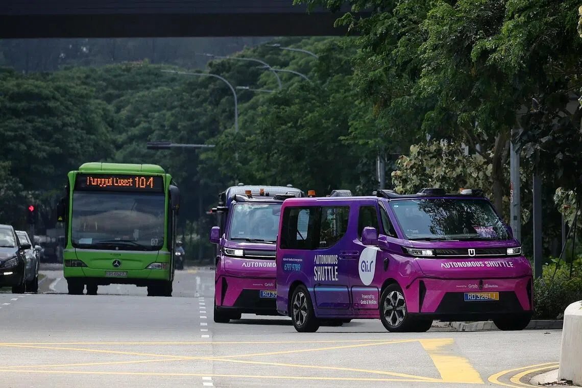 The autonomous vehicles (AVs) for the public autonomous shuttle rides in Punggol on April 1. 