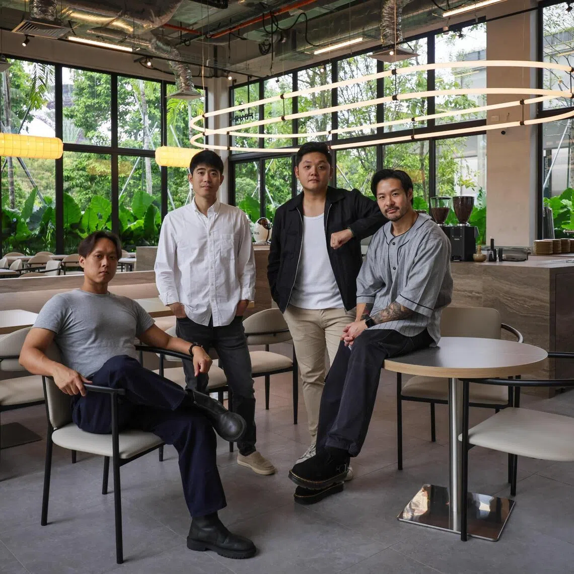 (From left) Co-founders of Foura, Elwin Tan, Dharma Wang, Benjamin Aryanto and Ryan Pang. The all-day dining and wellness concept will make its debut at the IMBA Theatre in Gardens by the Bay on July 9.