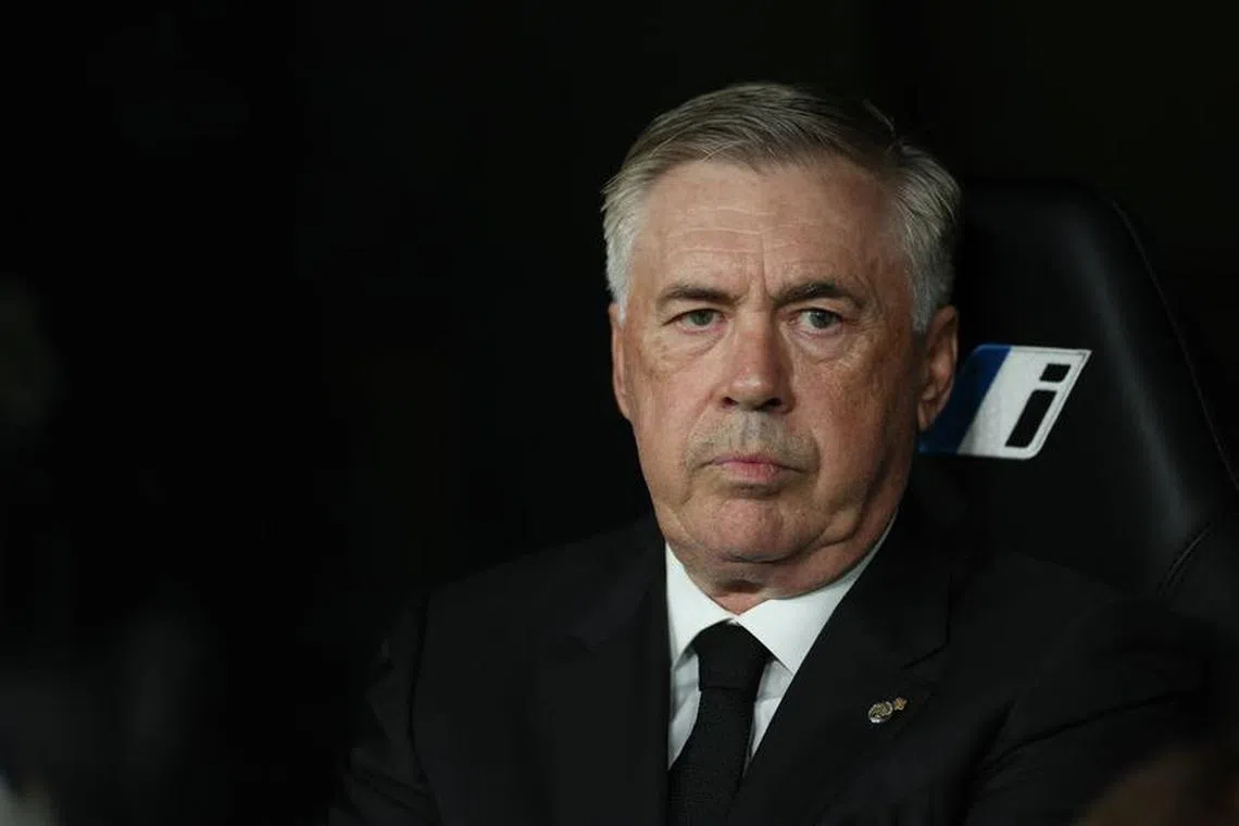 FILE PHOTO: Soccer Football - LaLiga - Real Madrid v Real Sociedad - Santiago Bernabeu, Madrid, Spain - September 17, 2023 Real Madrid coach Carlo Ancelotti REUTERS/Isabel Infantes/File Photo