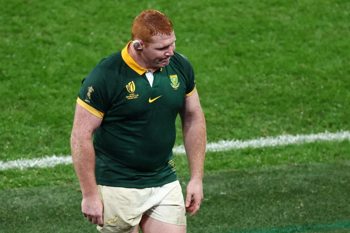 FILE PHOTO: Rugby Union - Rugby World Cup 2023 - Semi Final - England v South Africa - Stade de France, Saint-Denis, France - October 21, 2023 South Africa's Steven Kitshoff leaves the pitch as he is substituted off REUTERS/Stephanie Lecocq/File Photo