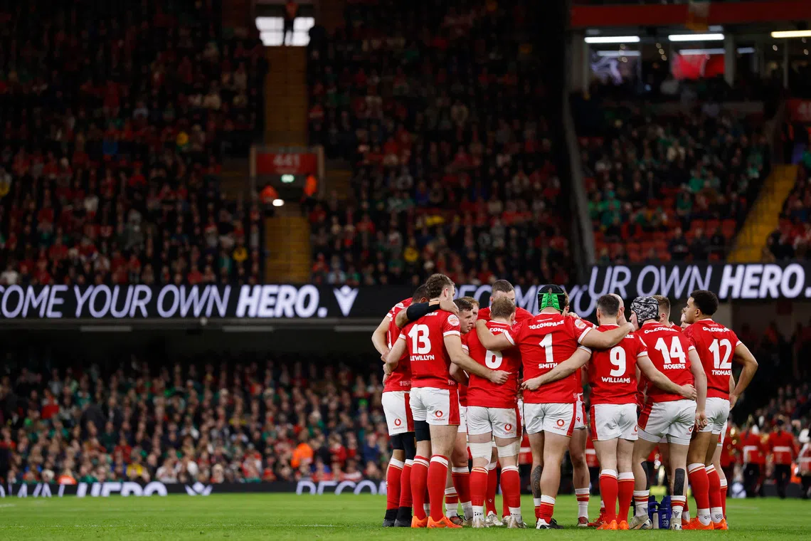 Rugby Union - Six Nations Championship - Wales v Ireland - Millennium Stadium, Cardiff, Wales, Britain - February 22, 2025 Wales players huddle before the match Action Images via Reuters/Andrew Couldridge