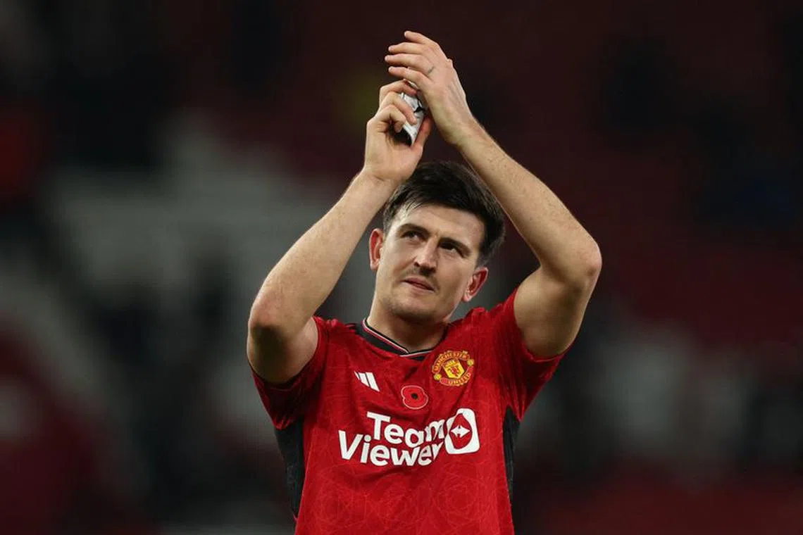 Soccer Football - Premier League - Manchester United v Luton Town - Old Trafford, Manchester, Britain - November 11, 2023 Manchester United's Harry Maguire celebrates after the match REUTERS/Phil Noble/File Photo