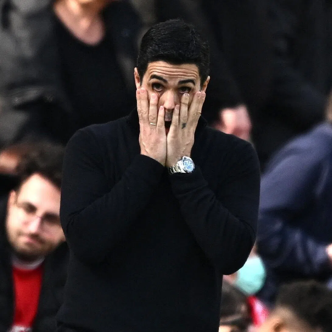 Arsenal manager Mikel Arteta looks dejected during the 2-1 Premier League loss to Bournemouth.