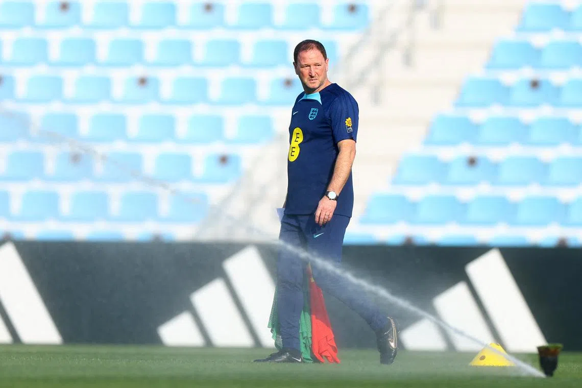 Soccer Football - FIFA World Cup Qatar 2022 - England Training - Al Wakrah SC stadium, Al Wakrah, Qatar - December 5, 2022 England assistant manager Steve Holland during training REUTERS/Molly Darlington