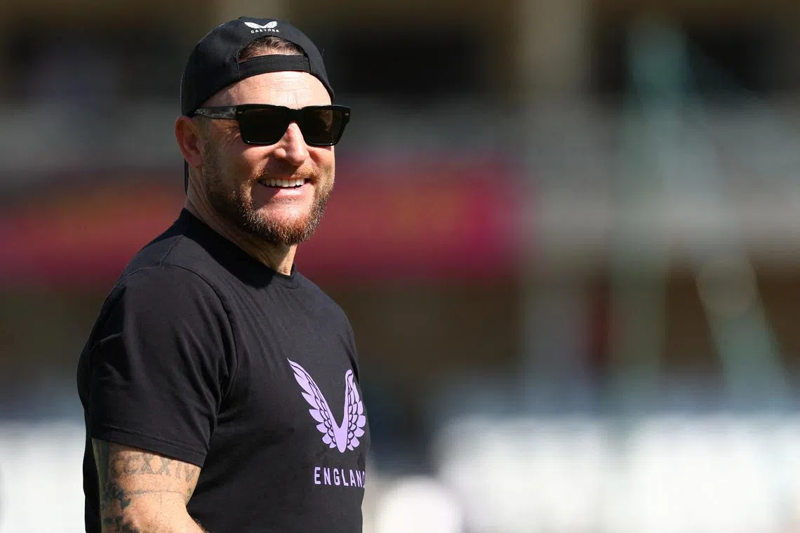 Cricket - Second Test - England v West Indies - Trent Bridge Cricket Ground, Nottingham, Britain - July 19, 2024 England coach Brendon McCullum during the warm up before play Action Images via Reuters/Andrew Boyers/ File Photo