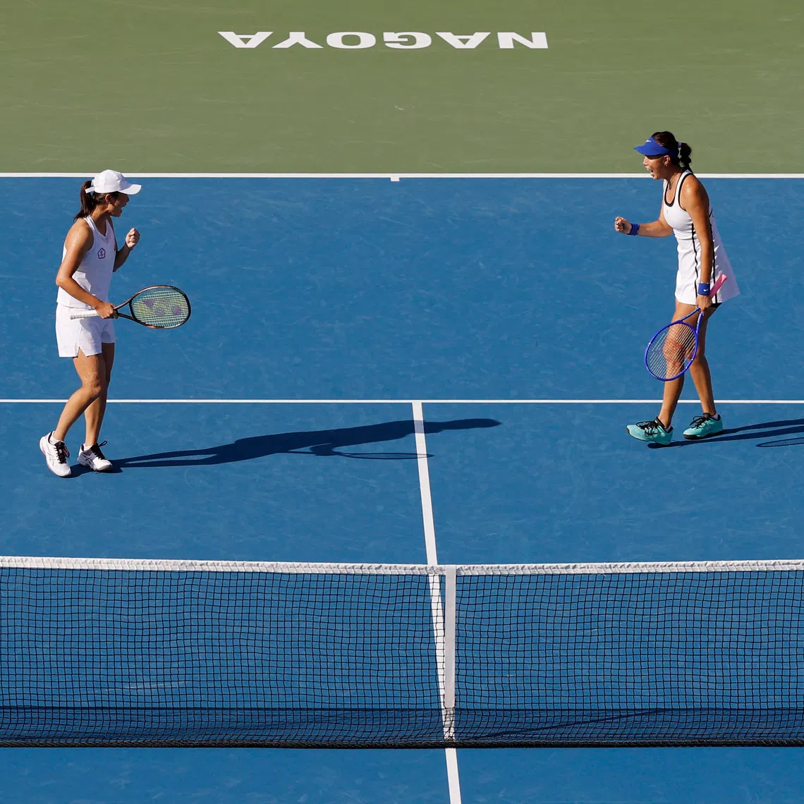 Taiwan’s Hao-ching Chan and Fang-hsien Wu reacting during their women’s doubles match final match against Taiwan’s Su-wei Hsieh and En-shuo Liang.
