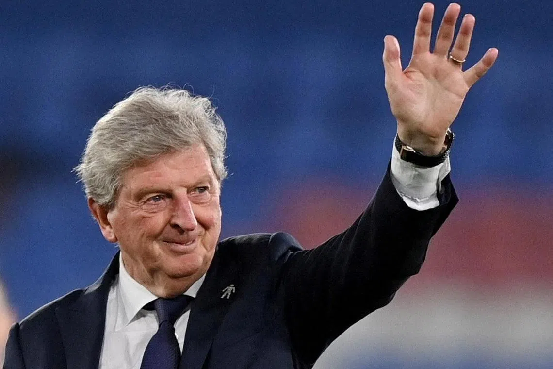 FILE PHOTO: Soccer Football - Premier League - Crystal Palace v Arsenal - Selhurst Park, London, Britain - May 19, 2021 Crystal Palace manager Roy Hodgson waves to fans after one of his last games before retirement Pool via REUTERS/Justin Setterfield/File Photo EDITORIAL USE ONLY. No use with unauthorized audio, video, data, fixture lists, club/league logos or 'live' services. Online in-match use limited to 75 images, no video emulation. No use in betting, games or single club /league/player publications.  Please contact your account representative for further details./File Photo