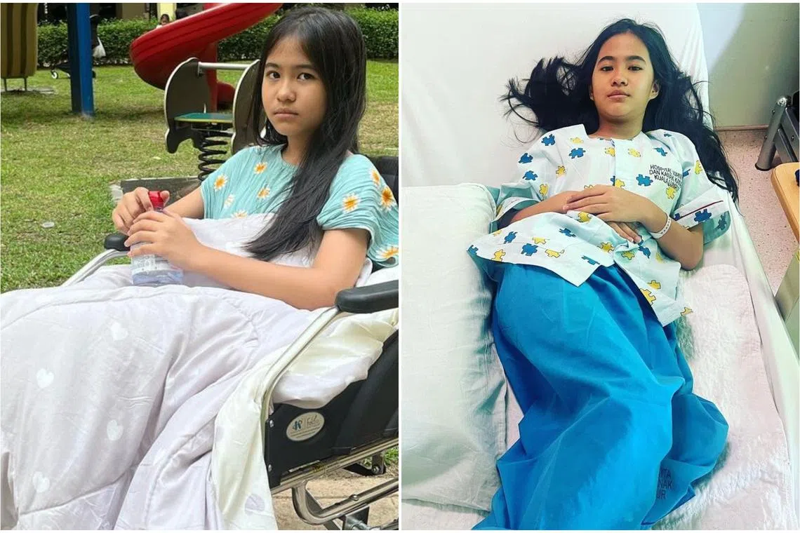 Puteri Rafasya fell on the metal legs of a tripod on Feb 22 when another child pulled away a chair the girl was supposed to sit on.