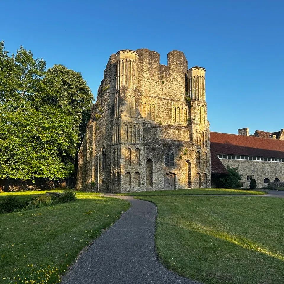 The western end of the Norman abbey church of St Mary's Abbey, probably completed towards the end of the 12th century.