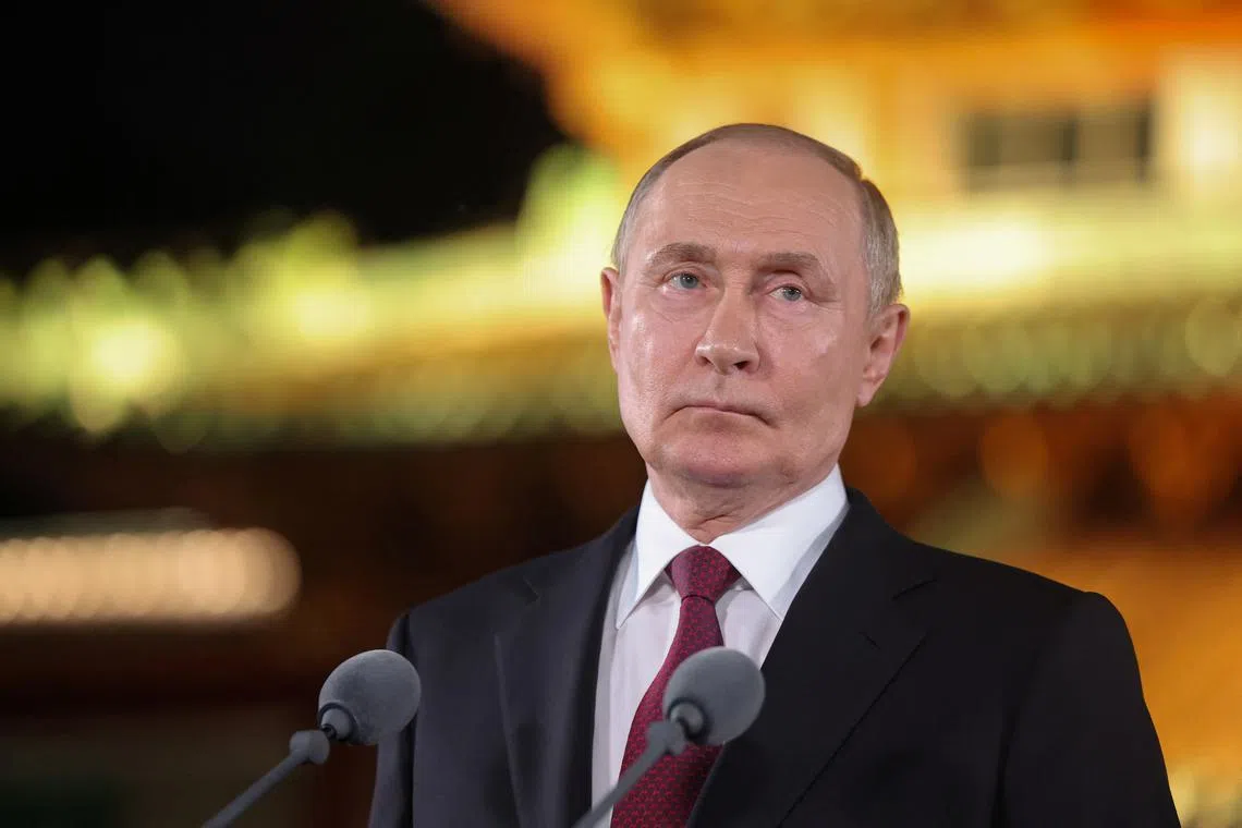 Russian President Vladimir Putin holds a press conference, at the end of his visit to China for the Tianjin SCO Summit and the military parade to mark the 80th anniversary of the end of World War Two, in Beijing, China, September 3, 2025. REUTERS/Maxim Shemetov/Pool