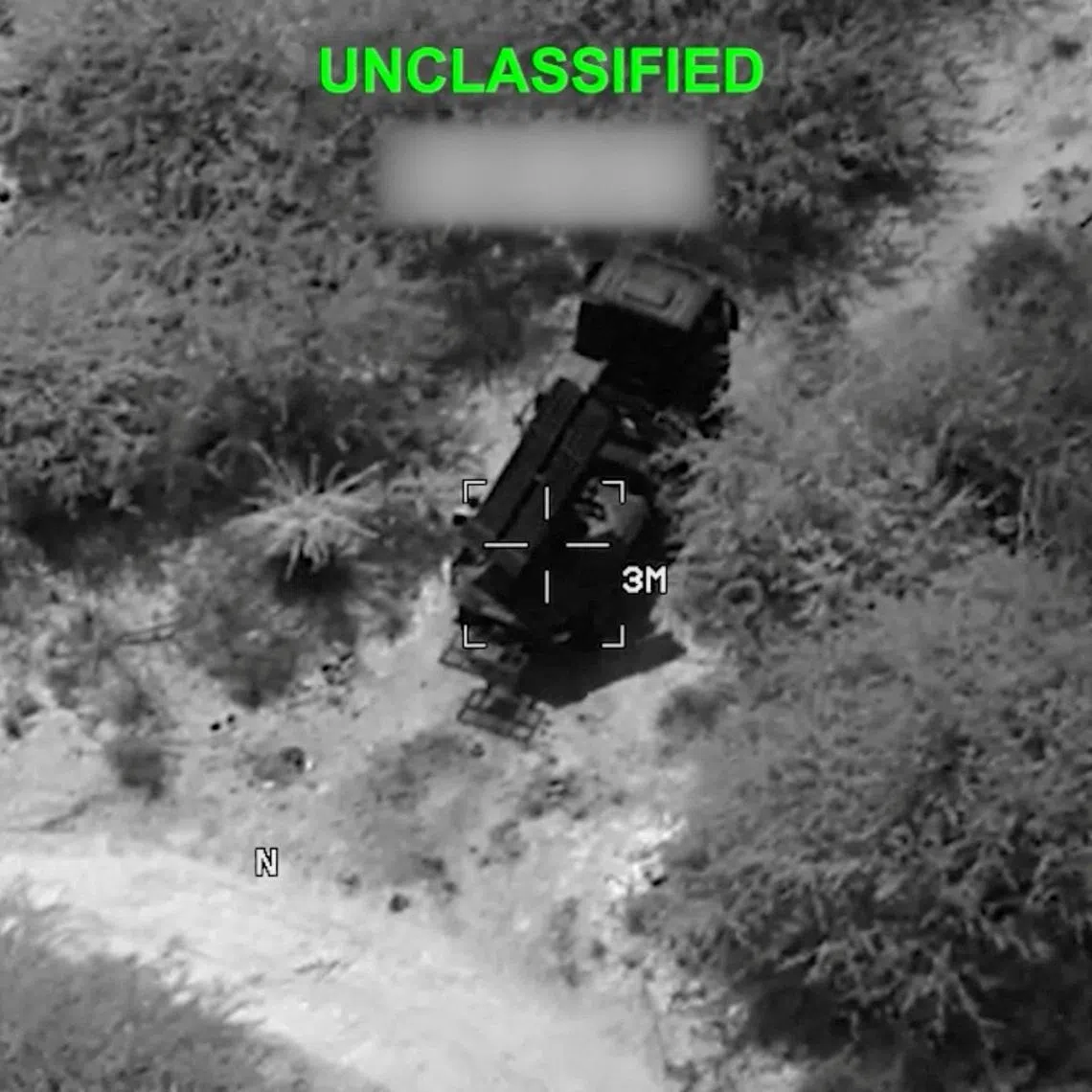 Military equipment targeted at an unknown location, during what the U.S. Central Command (CENTCOM) says are strikes on Iranian military targets, in this screengrab taken from a handout video released on July 23, 2026. U.S. Central Command/Handout via REUTERS