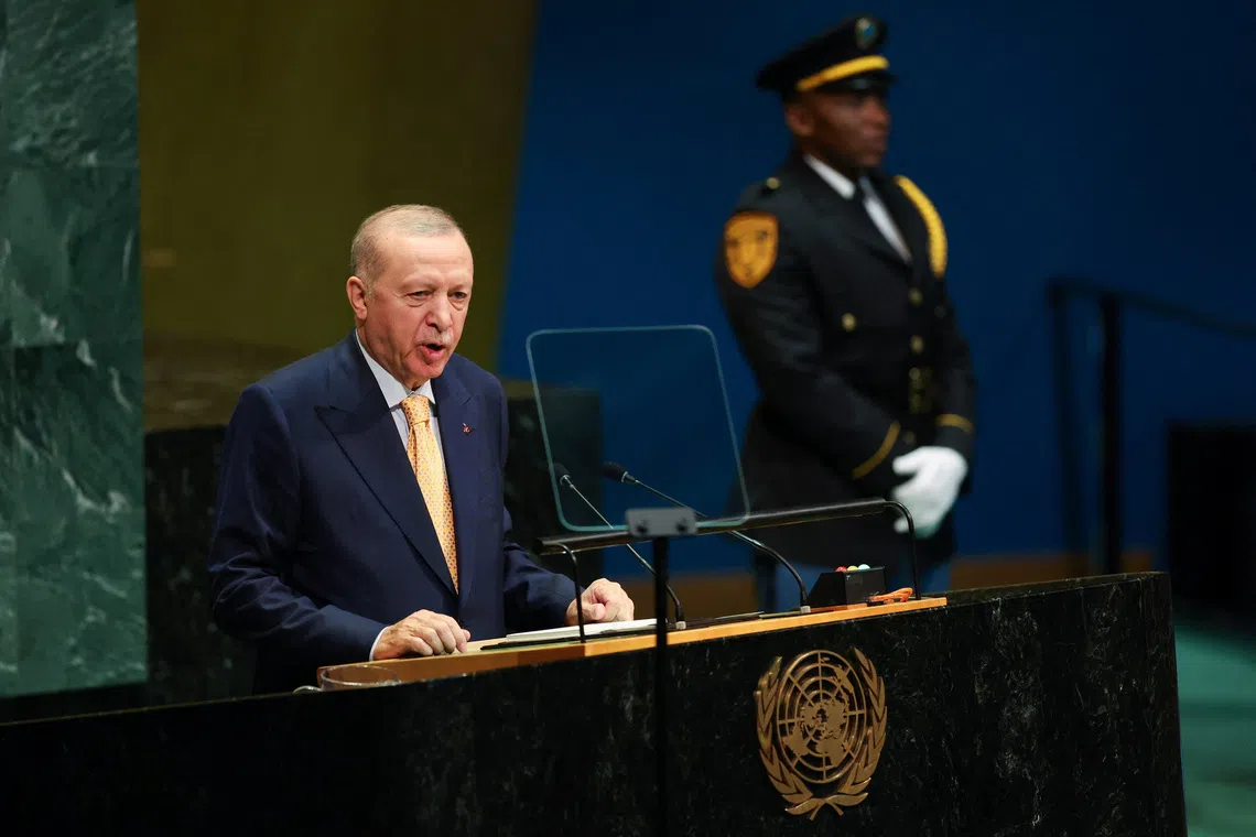 Turkey's Erdogan urges UN reform, wider recognition of Palestinian state