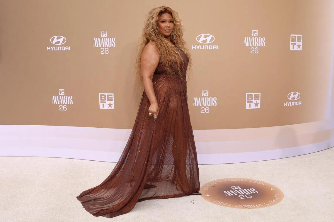 Lizzo attends the 26th BET Awards at Peacock Theater in Los Angeles, California, on June 28.