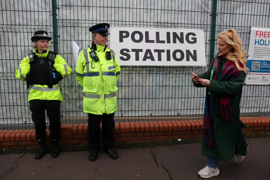 Hannah Spencer, Green Party's candidate, walks outside a polling station at St. Agnes Primary School, on the day of the Gorton and Denton by-election, triggered by the resignation of Andrew Gwynne, in Gorton, Manchester, Britain, February 26, 2026. REUTERS/Temilade Adelaja