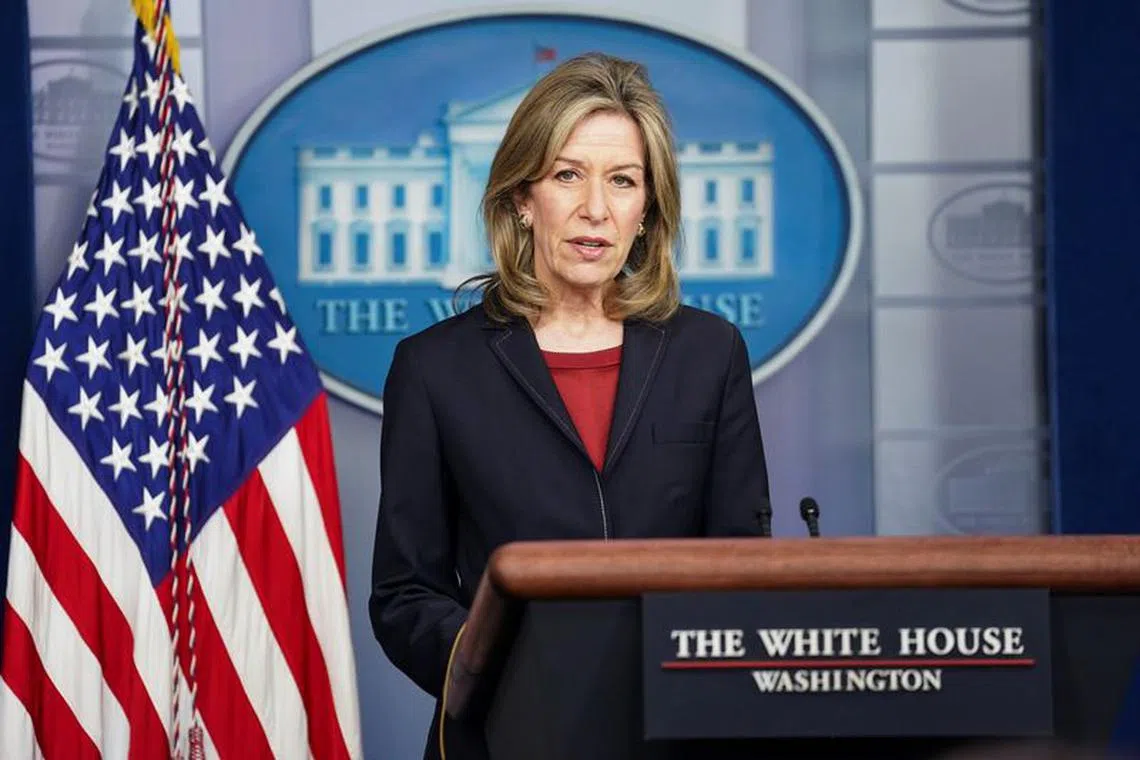 Homeland Security Advisor and Deputy National Security Advisor Dr. Elizabeth Sherwood-Randall speaks about the Colonial Pipeline outage following a cyber attack during the daily press briefing at the White House in Washington, U.S., May 10, 2021. REUTERS/Kevin Lamarque