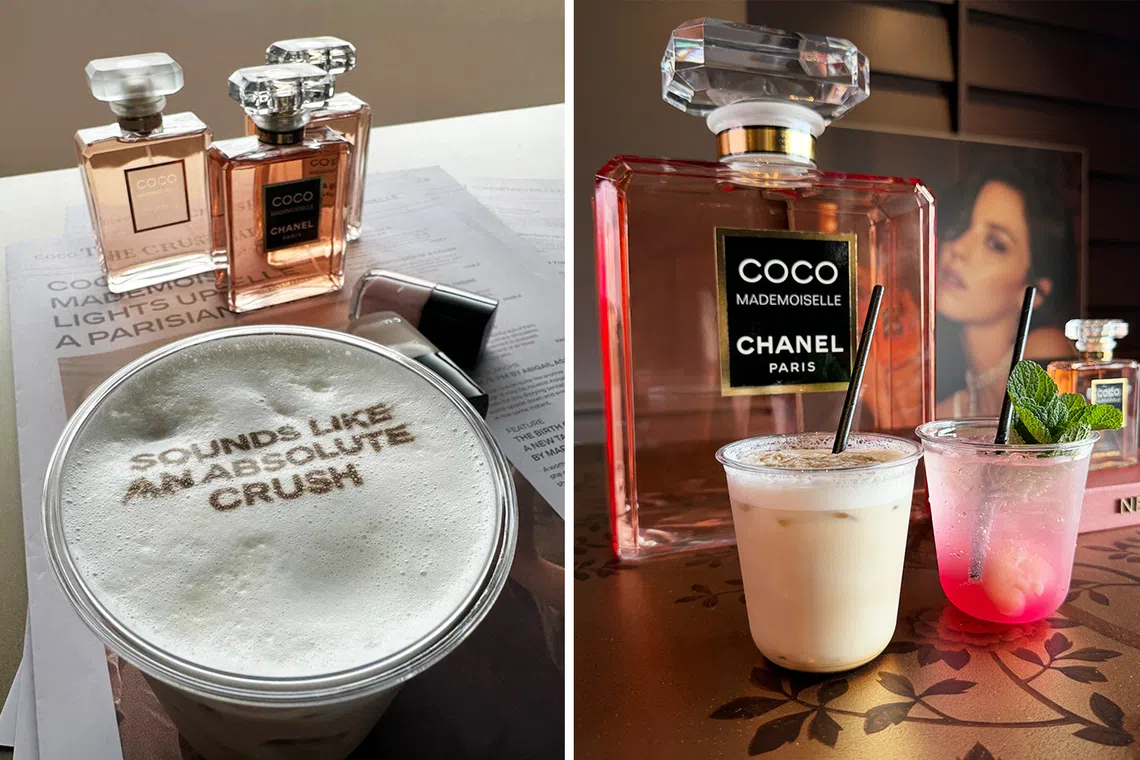 Specially-created drinks inspired by the new fragrance, Crush Absolu