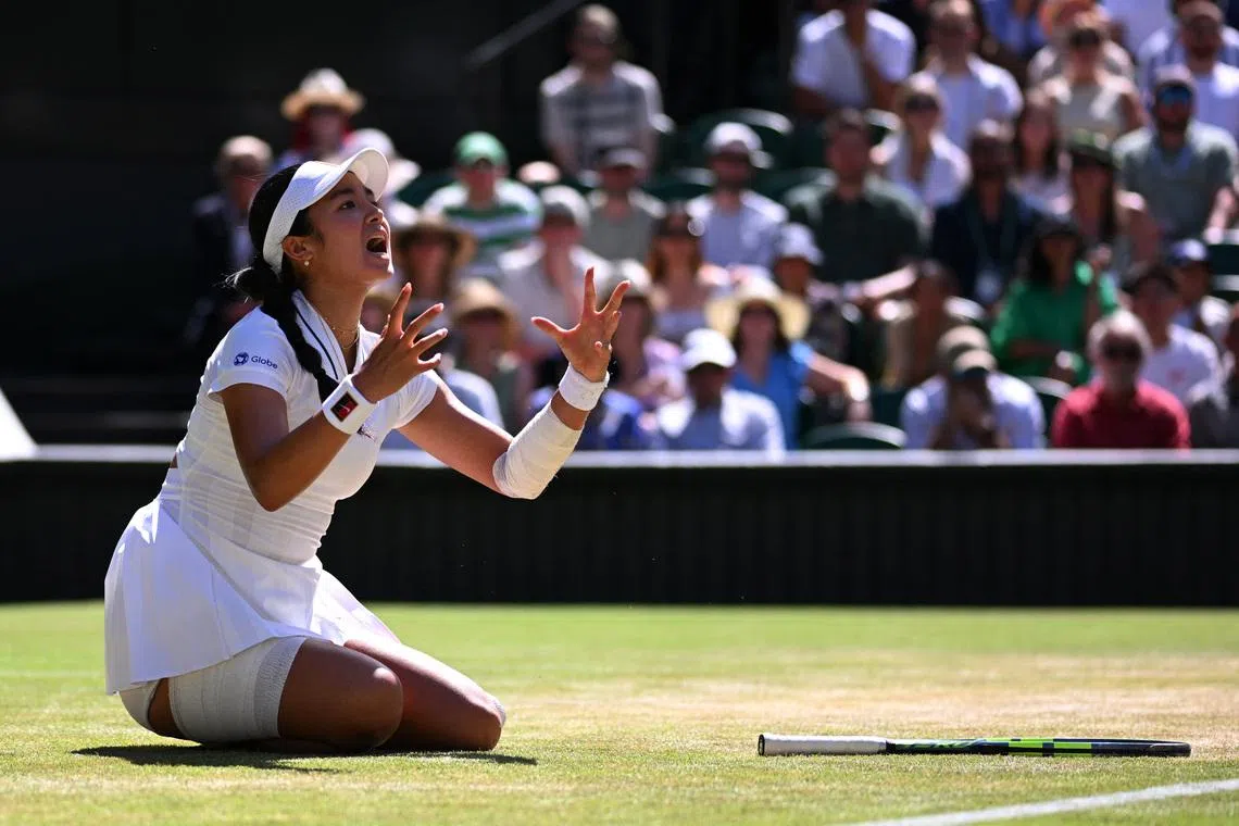Alexandra Eala of the Philippines lost 6-4, 4-6, 6-3 to Italy’s Jasmine Paolini during her fourth-round match at Wimbledon on July 6.