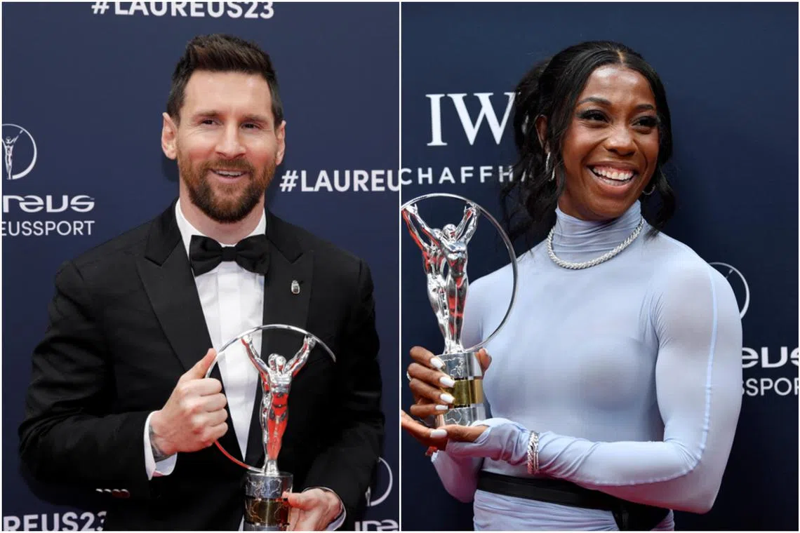 Footballer Lionel Messi (left) and sprint champion Shelly-Ann Fraser-Pryce won the Sportsman of the Year and Sportswoman of the Year awards respectively.