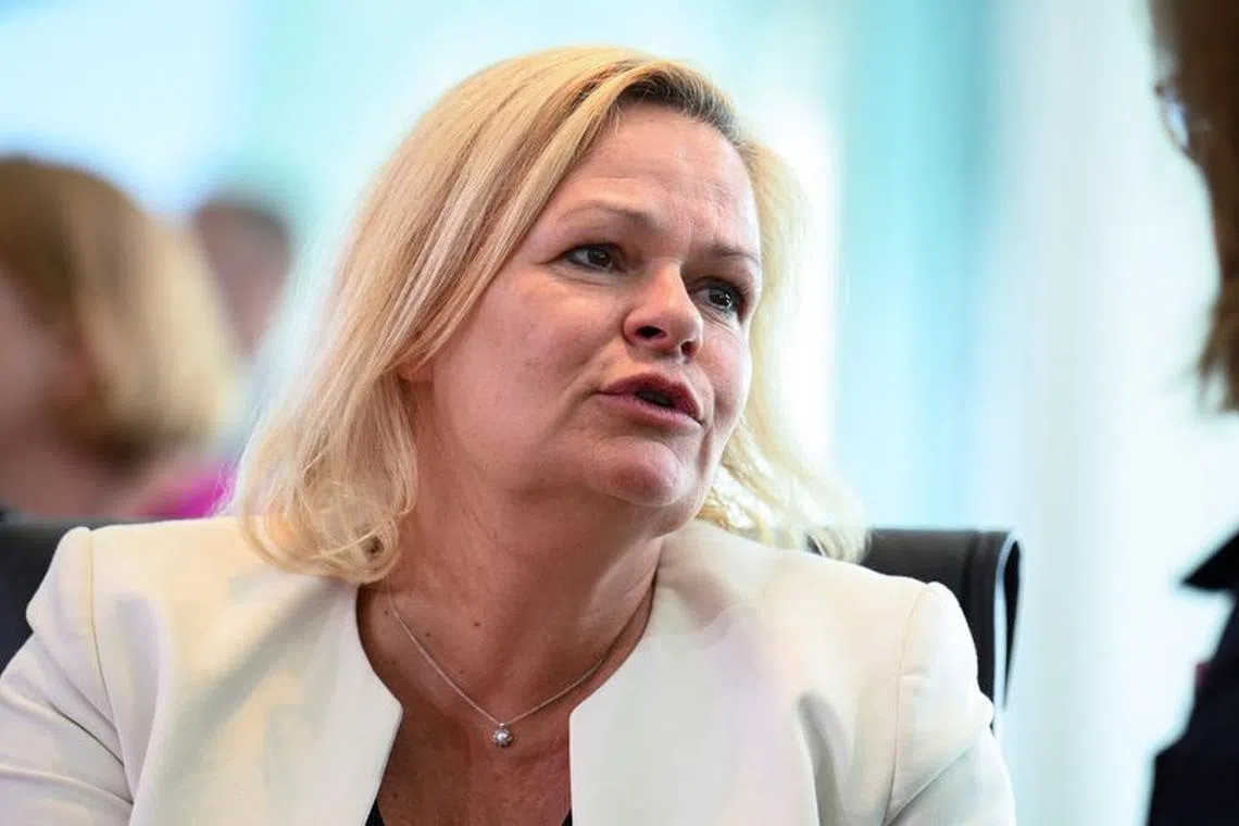 German Interior Minister Nancy Faeser attends the weekly cabinet meeting at the Chancellery in Berlin, Germany November 1, 2023. REUTERS/Annegret Hilse