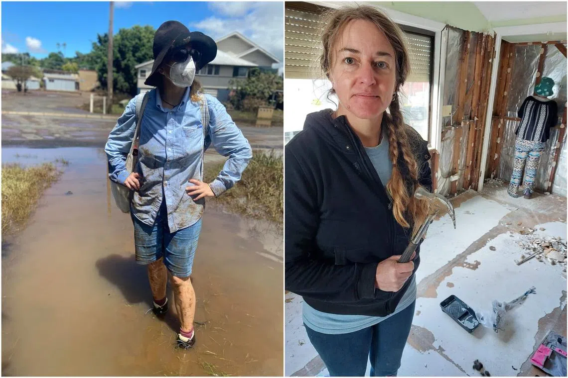 Ms Naomi Shine volunteers in the rebuilding of Lismore after the Australian town was devastated by floods in February 2022.
