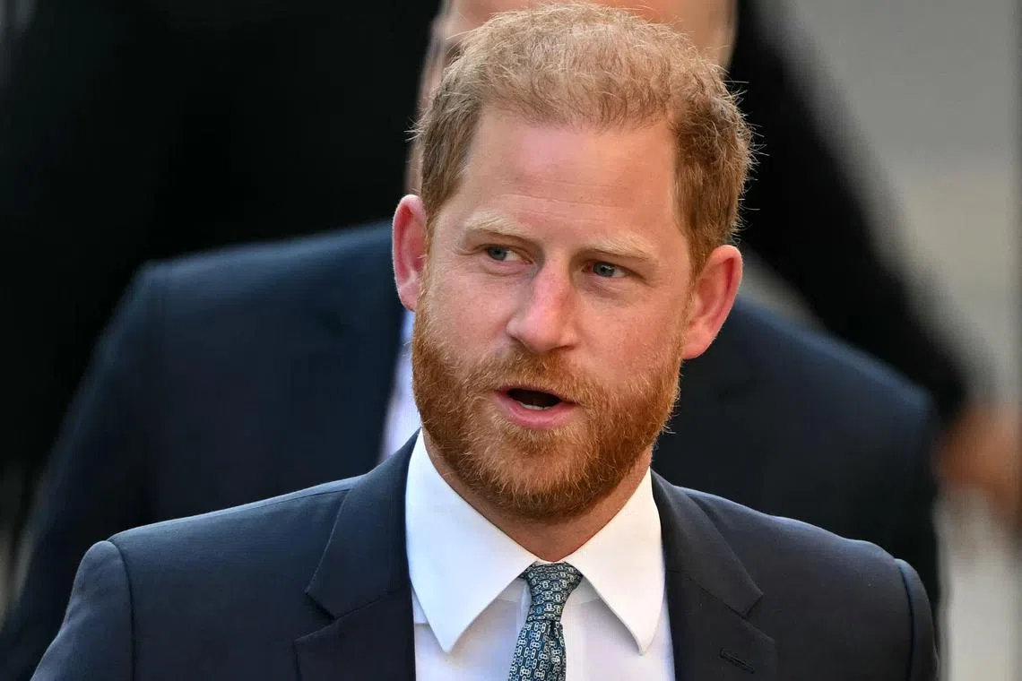 Britain's Prince Harry lives in California with his wife, Meghan, and two children after quitting front-line royal duties in 2020.