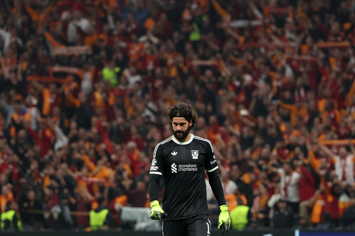 Soccer Football - UEFA Champions League - Galatasaray v Liverpool - Rams Park, Istanbul, Turkey - September 30, 2025 Liverpool's Alisson Becker REUTERS/Umit Bektas