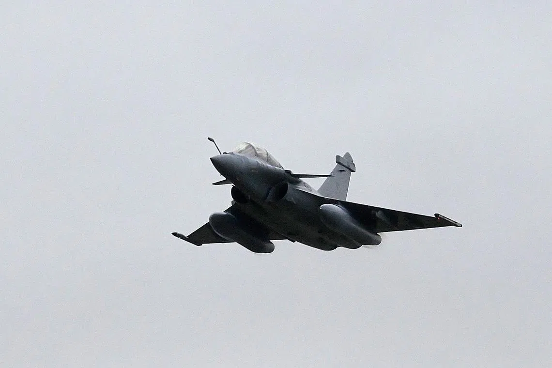 A Dassault Rafale fighter jet at an air force base in Saint-Dizier, eastern France.
