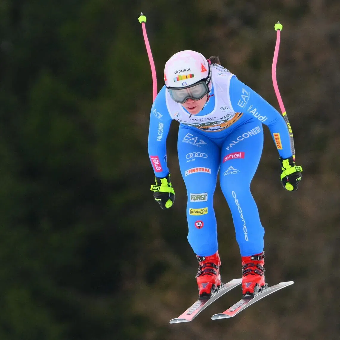 Italy's Nicol Delago competes in the women's downhill event of FIS Alpine Skiing World Cup in Tarvisio, Italy on Jan 17, 2026.