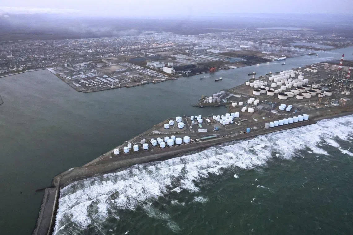 The coastline of Tomakomai, Hokkaido Prefecture, Japan, after a tsunami advisory was issued following an earthquake on April 20.