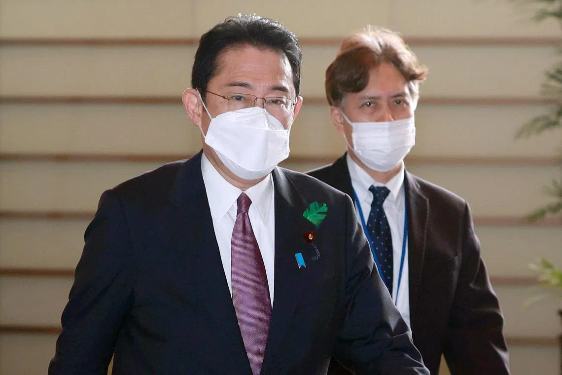 Japan Prime Minister Fumio Kishida (left) apologised for discriminatory comments made by aide, Mr Masayoshi Arai last week.