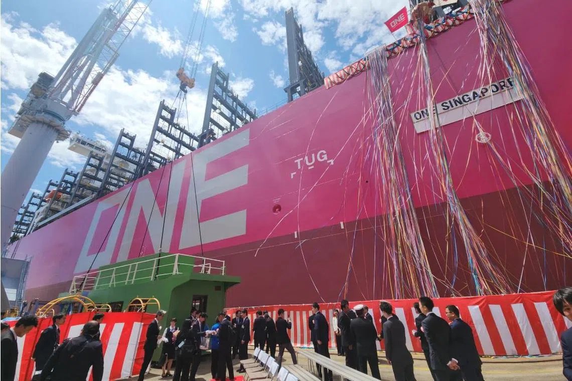 ONE Singapore is 336-metres long and has a capacity of 13,900 twenty-foot equivalent units.