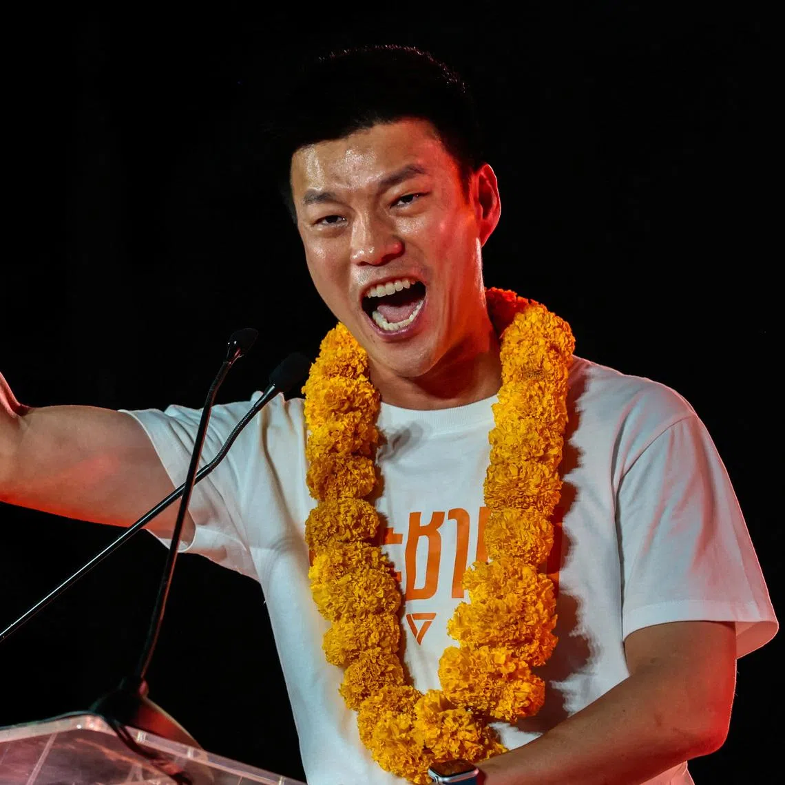 People's Party leader Natthaphong Ruengpanyawut speaks during a general election campaign rally ahead of Thailand's general election, in Bangkok, Thailand, January 25, 2026. REUTERS/Patipat Janthong