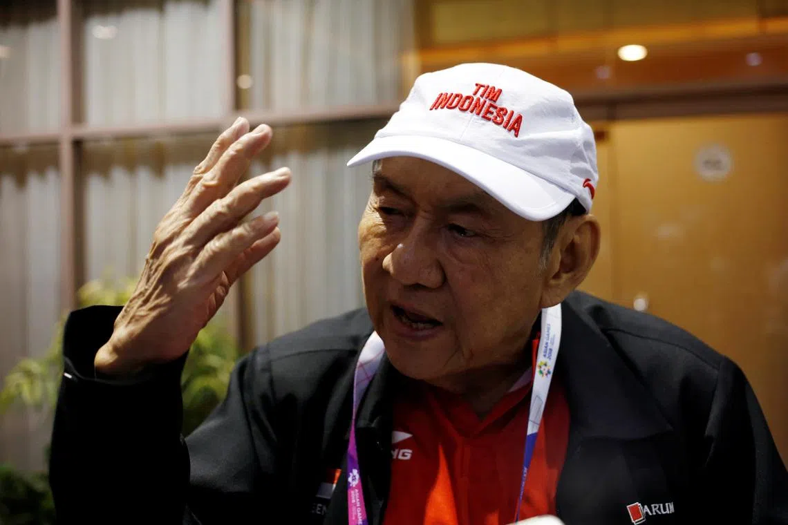 Indonesian billionaire Michael Bambang Hartono speaks during an interview about the 2018 Asian Games bridge competition in Jakarta, Indonesia, August 21, 2018. REUTERS/Willy Kurniawan