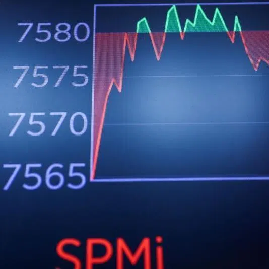 An S&P 500 chart on the floor at the New York Stock Exchange on June 1, 2026, in New York City.