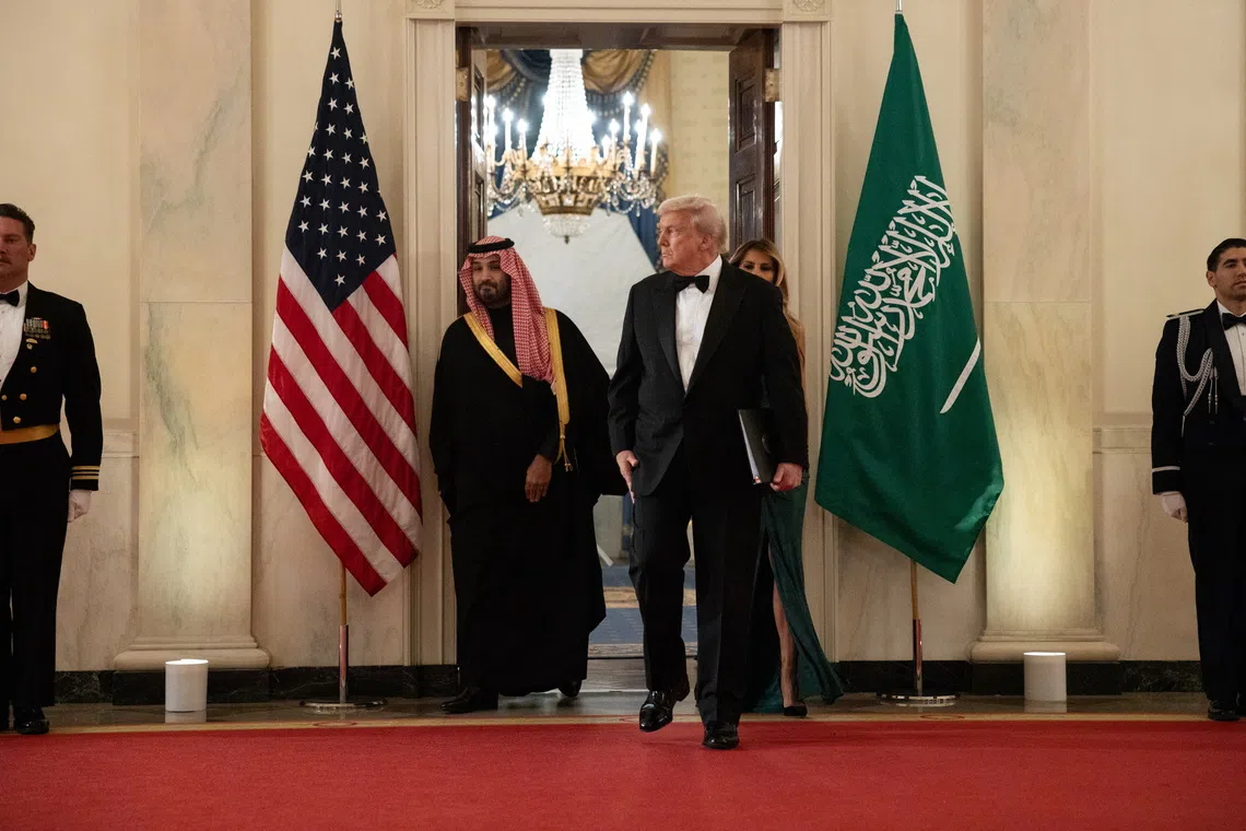 Saudi Arabia’s Crown Prince Mohammed bin Salman with US President Donald Trump at the White House on Nov 18.