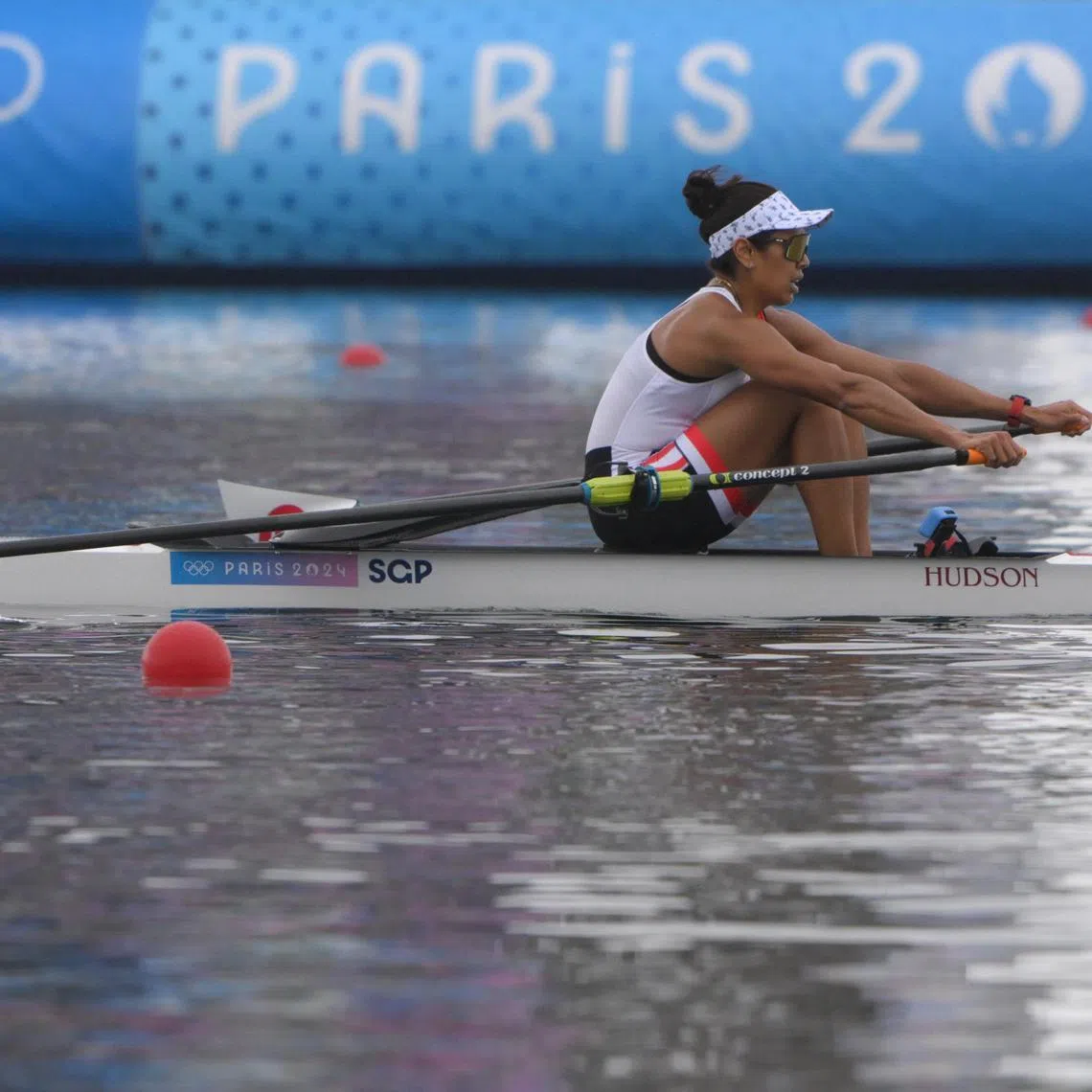 Singaporean rower Saiyidah Aisyah came fifth in her heat in the women's single sculls at the Paris Olympics. 