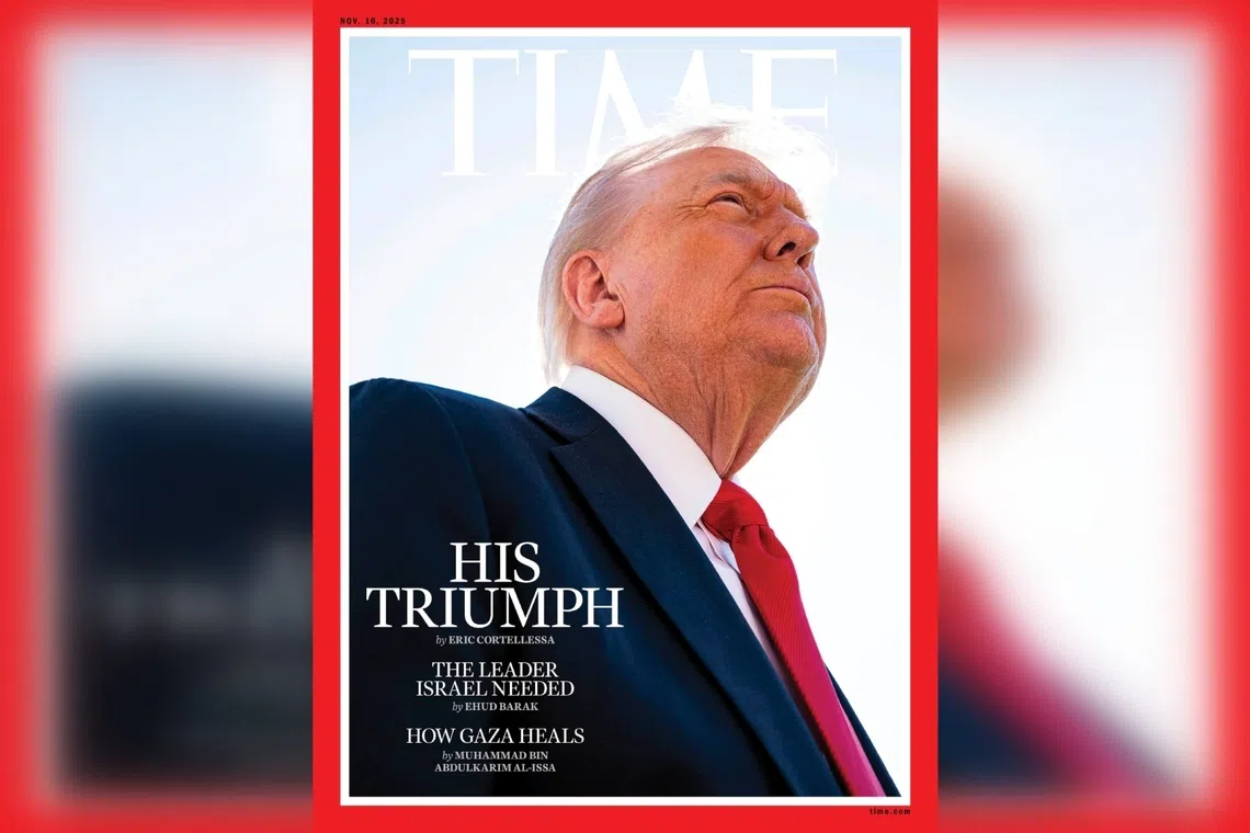 Mr Donald Trump voiced outrage about the cover photo in Time magazine, complaining it had “disappeared” his hair.