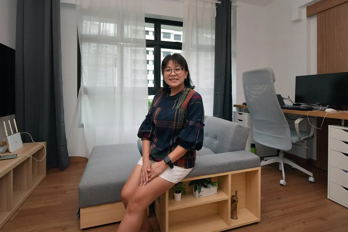 Madam Lee Ah Mui moved into a two-room flexi flat in Punggol this month, after 12 years in a rental flat with her two sons.