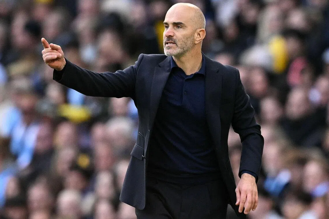 Manchester City’s manager Enzo Maresca reacting during their English Premier League match against Ipswich Town in Manchester, England, on Oct 17.