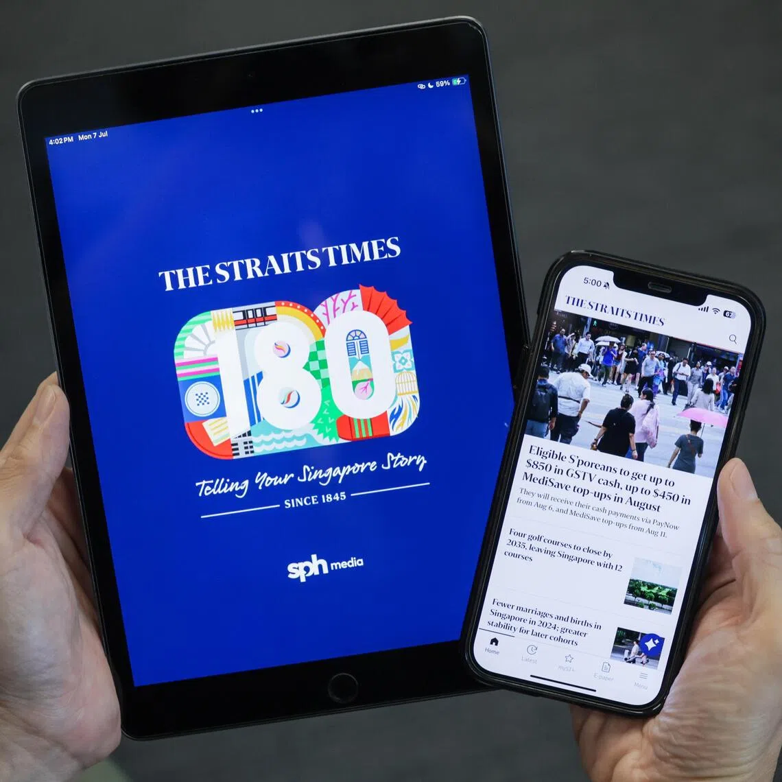 ST20250707_202578800306: Gin Tay/ pixstgeneric/
Generic photo of the new ST180 app on the mobile phone and iPad photographed on July 7, 2025.