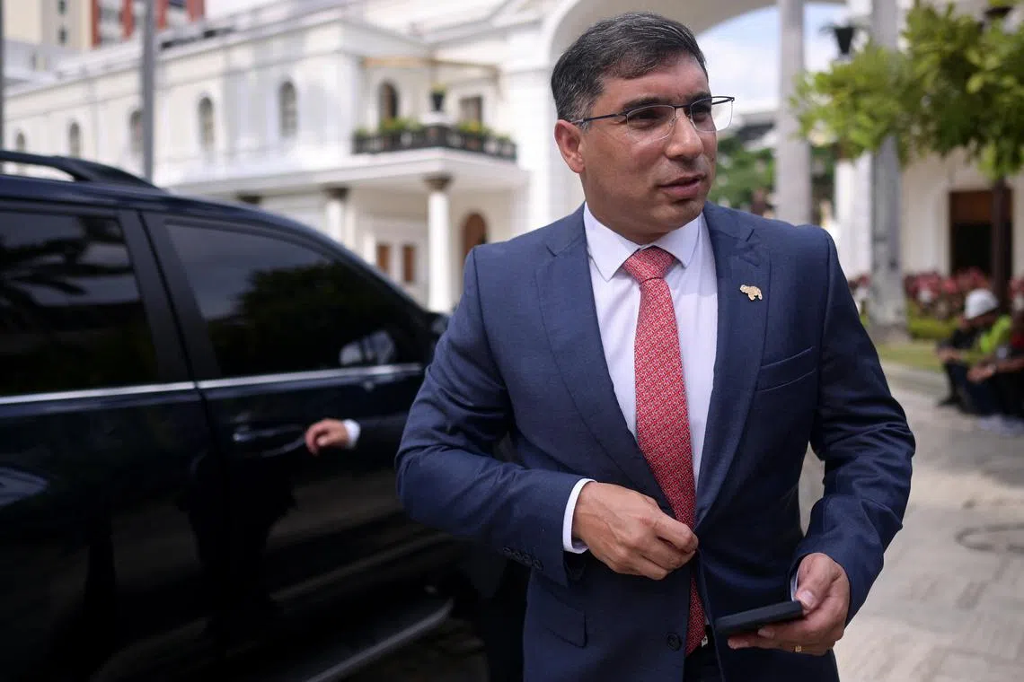 Venezuela's Oil Minister Pedro Tellechea leaves after a press conference, in Caracas, Venezuela April 16, 2024. REUTERS/Gaby Oraa/File Photo