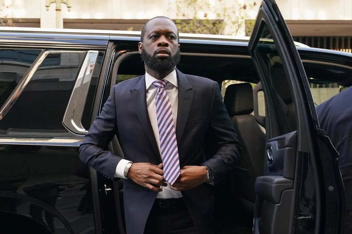 Grammy award-winning Fugees rapper Prakazrel (Pras) Michel arrives for his trial in Washington, on March 30, 2023.