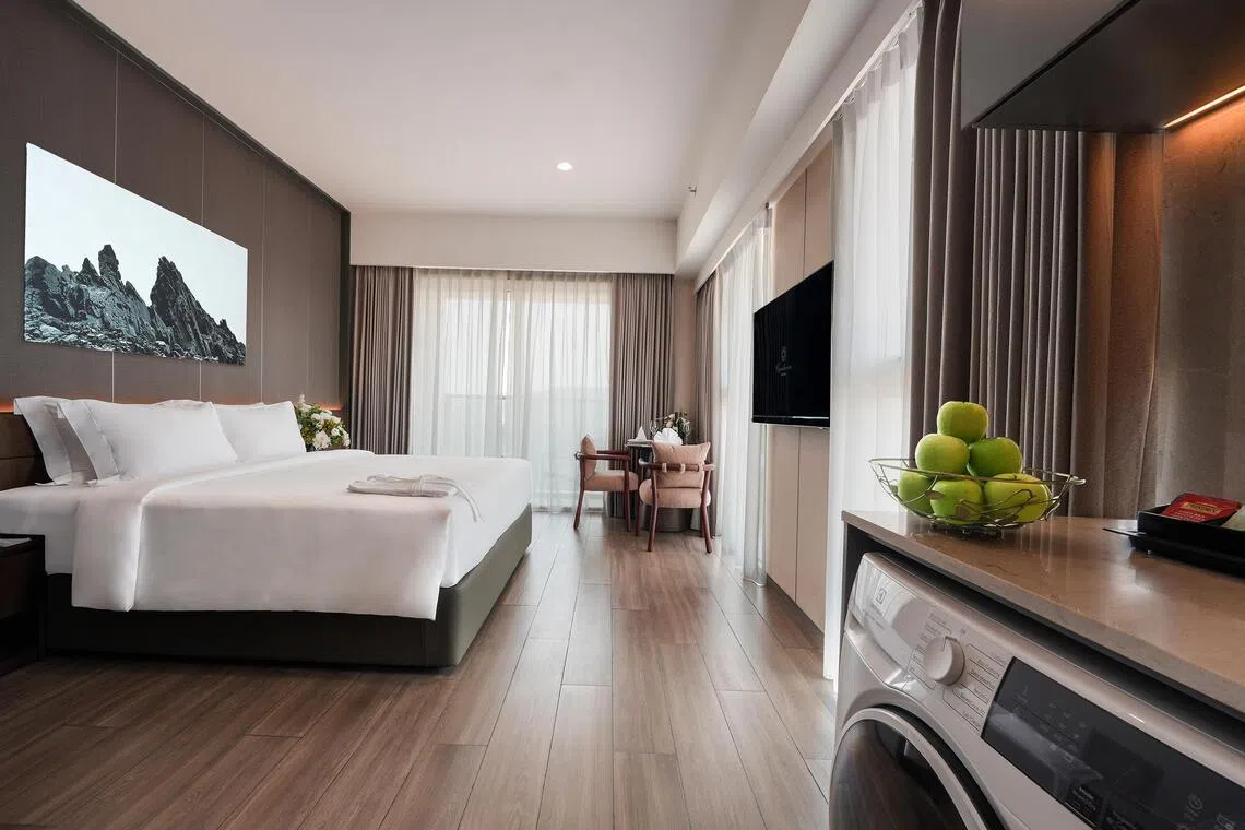 Artist rendering of the Studio Deluxe Plus room in the integrated hospitality development Opus Bay, which will progressively open from December 2026.