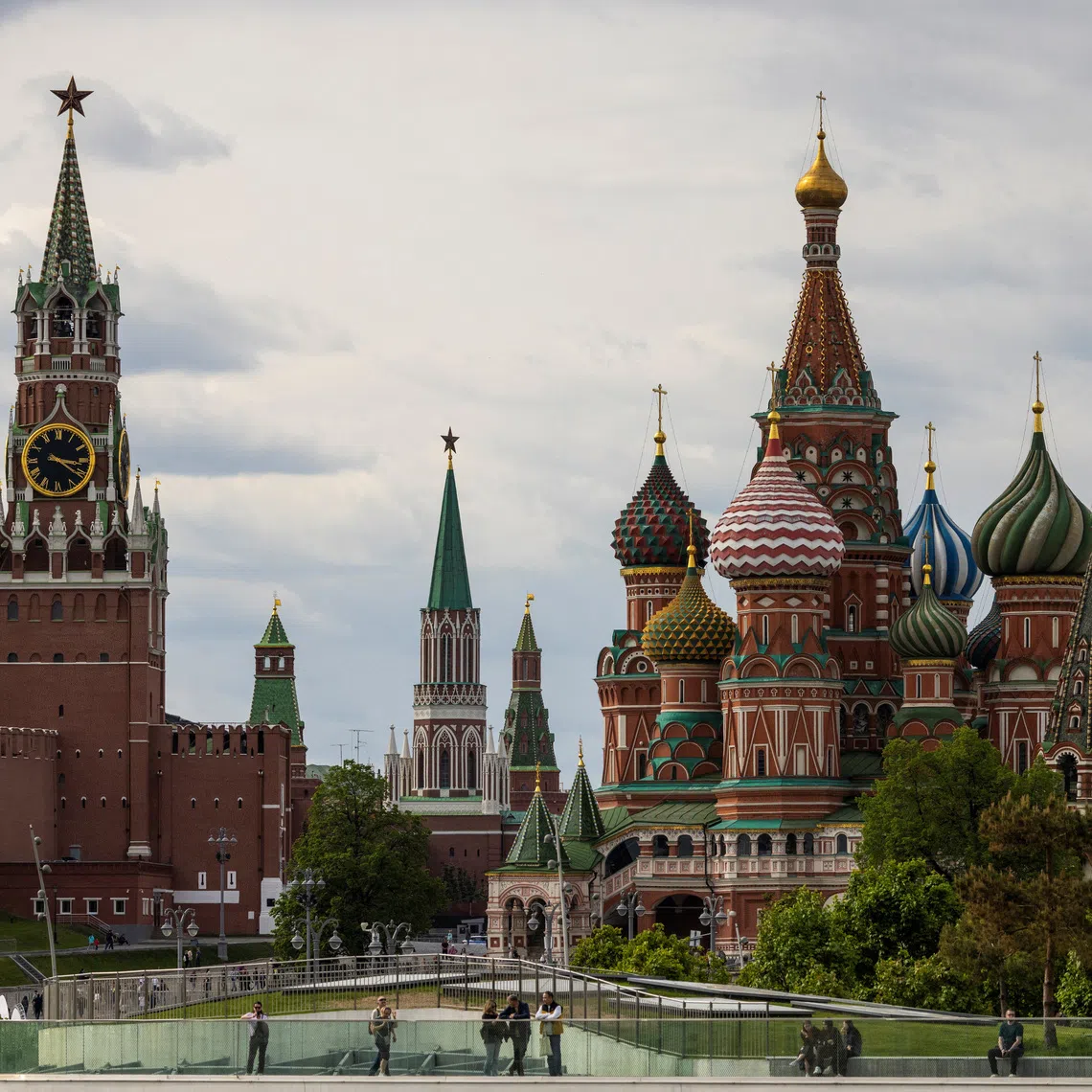 A general view on the Spasskaya tower of the Kremlin and St Basil's Cathedral in Moscow, Russia May 16, 2024. 