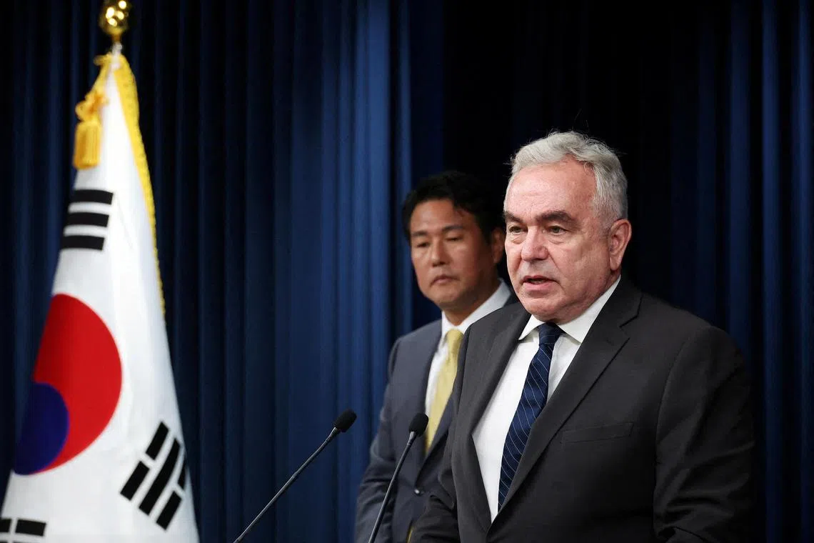 White House Indo-Pacific coordinator Kurt Campbell (right) says the US' relationship with Japan and South Korea will be a “defining trilateral relationship for the 21st century.”