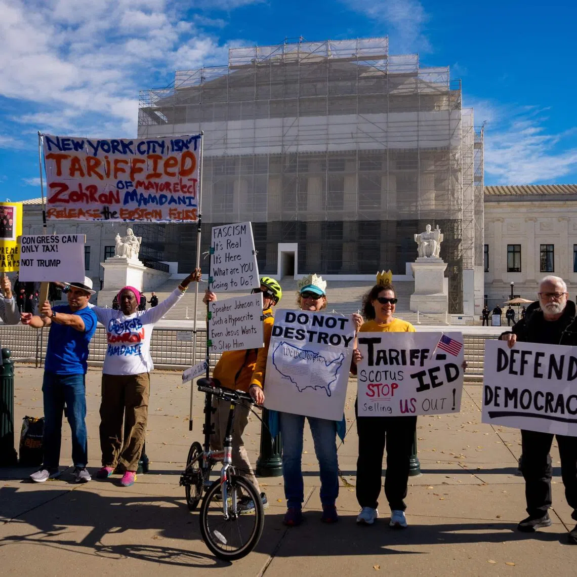 Activists rally outside the US Supreme Court in Washington, DC, on Nov 5.