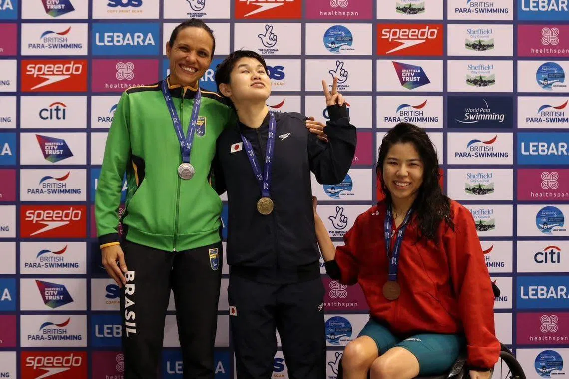 (From left) Brazil's Maria Carolina Gomes Santiago, Japan's Tomomi Ishiura and Singapore's Yip Pin Xiu