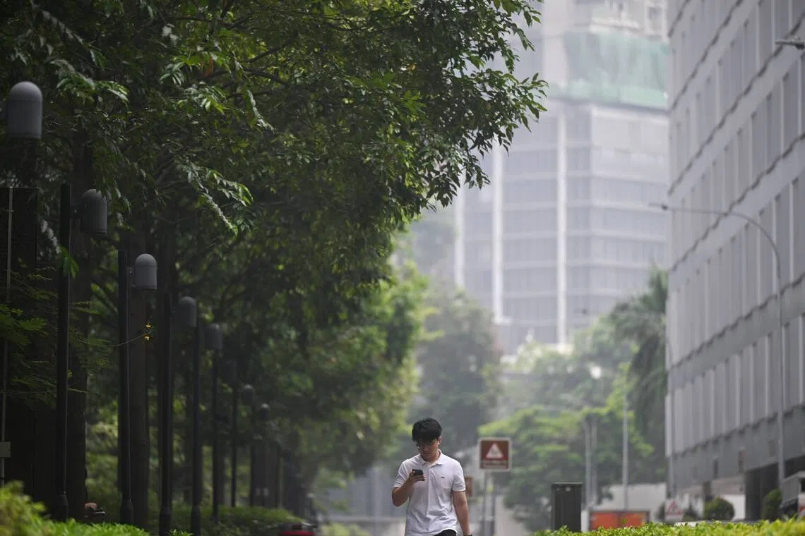 Hazy conditions seen at Tanjong Pagar on Oct 20.