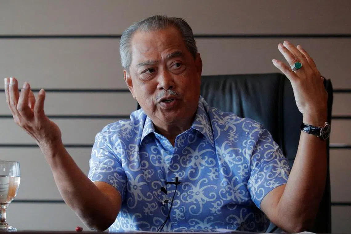 FILE PHOTO: Malaysian opposition leader and former premier Muhyiddin Yassin speaks during an interview at Kuala Lumpur, Malaysia July 27, 2023. REUTERS/Hasnoor Hussain/File photo