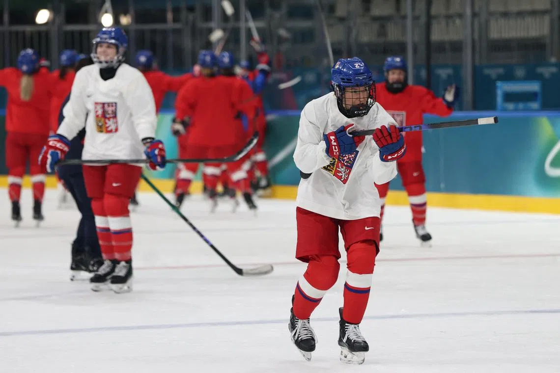 Milano Cortina 2026 Olympics - Ice Hockey - Czech Republic Women's Training  - Milano Rho Ice Hockey Arena, Milan, Italy - February 04, 2026. Aneta Tejralova of Czech Republic in action during training REUTERS/Mike Segar